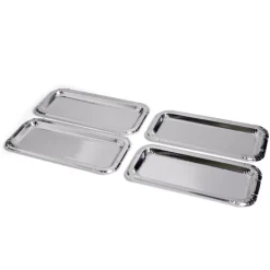 Plat à cake x4 en carton gris argenté 15,5x34cm-Gifi New