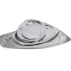 Plat de présentation ovale gris argenté x3-Gifi Outlet