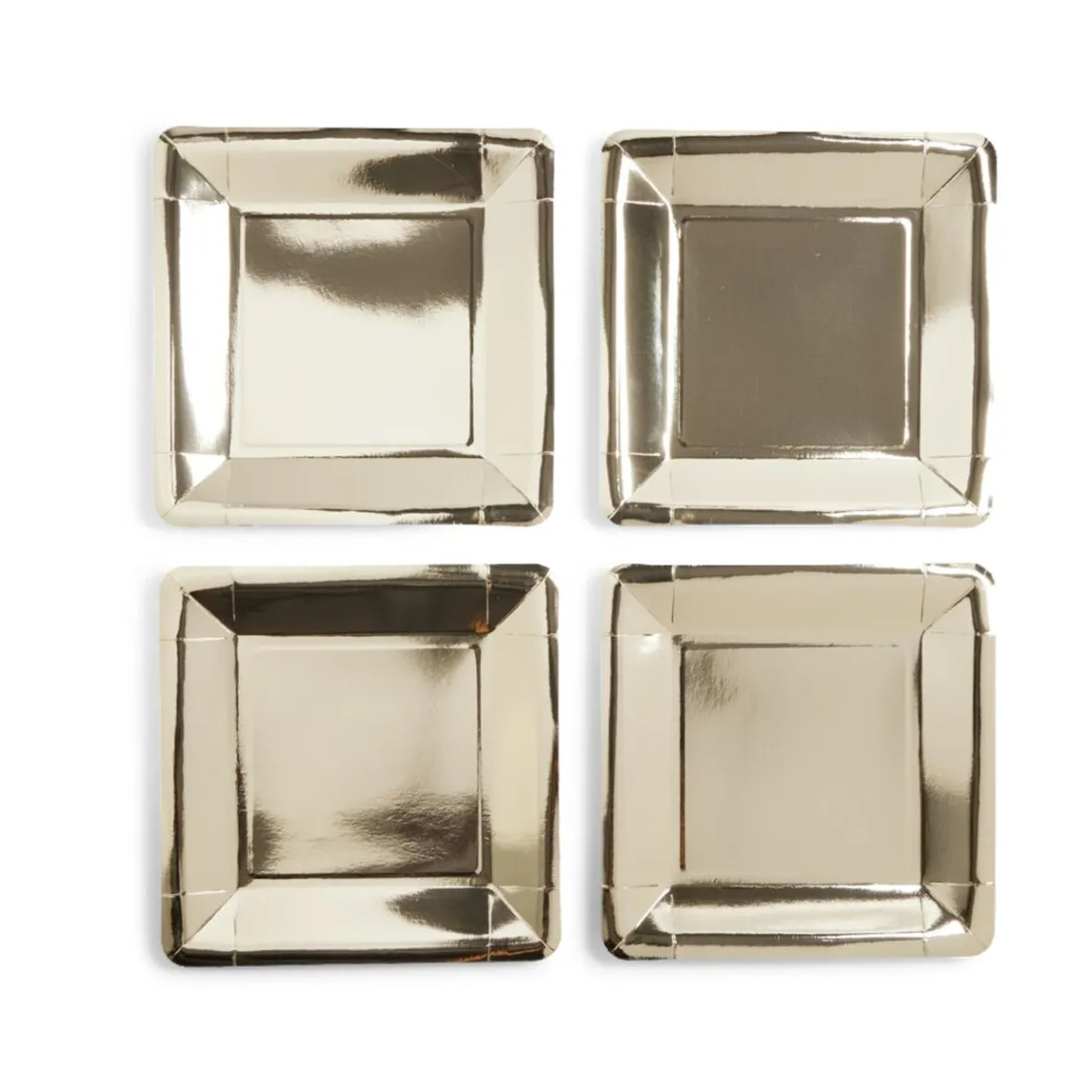 Plateau de présentation carré x4 en carton métallisé doré 23x23cm-Gifi Discount