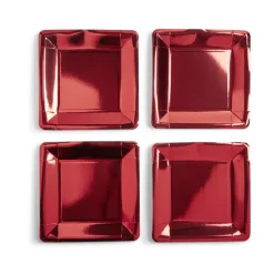 Plateau de présentation carré x4 en carton métallisé rouge 23x23cm-Gifi Outlet
