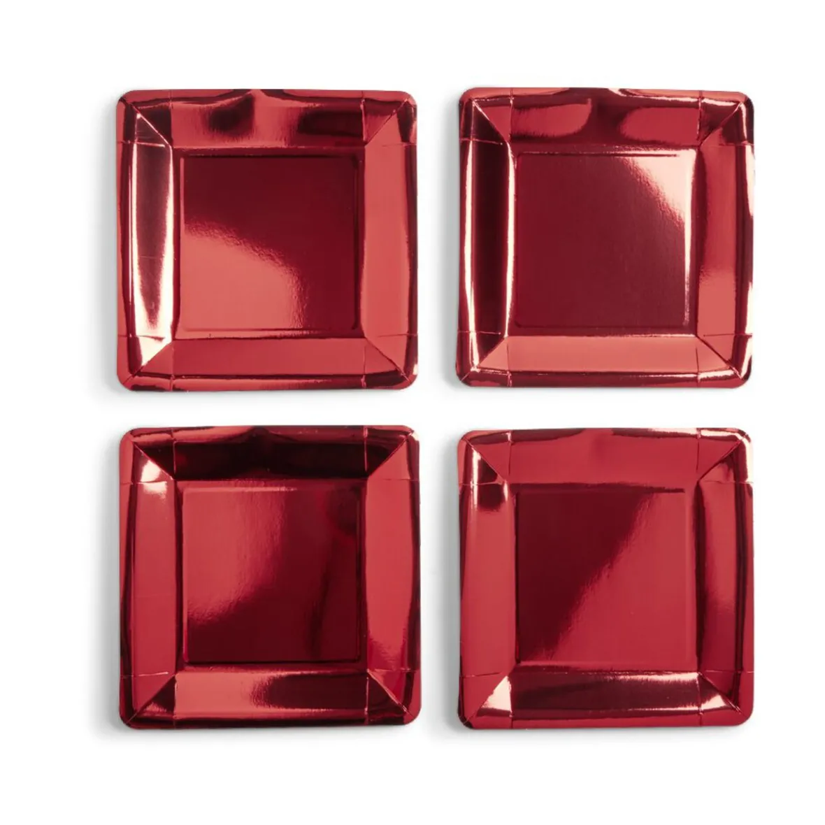 Plateau de présentation carré x4 en carton métallisé rouge 23x23cm-Gifi Outlet