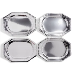 Plateau de présentation ovale x4 en carton gris argenté 25x34cm-Gifi Outlet