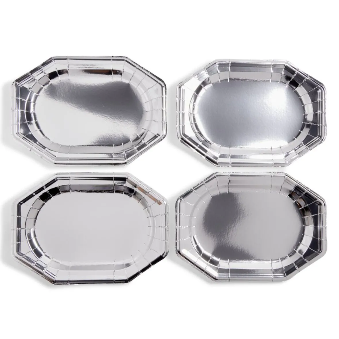 Plateau de présentation ovale x4 en carton gris argenté 25x34cm-Gifi Outlet