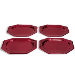Plateau de présentation ovale x4 en carton métallisé rouge 25x34cm-Gifi Sale