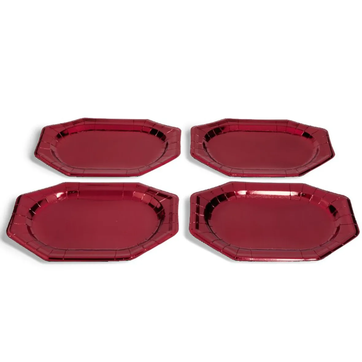 Plateau de présentation ovale x4 en carton métallisé rouge 25x34cm-Gifi Sale