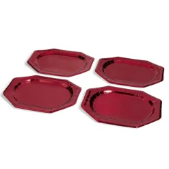 Plateau de présentation ovale x4 en carton métallisé rouge 25x34cm-Gifi Sale