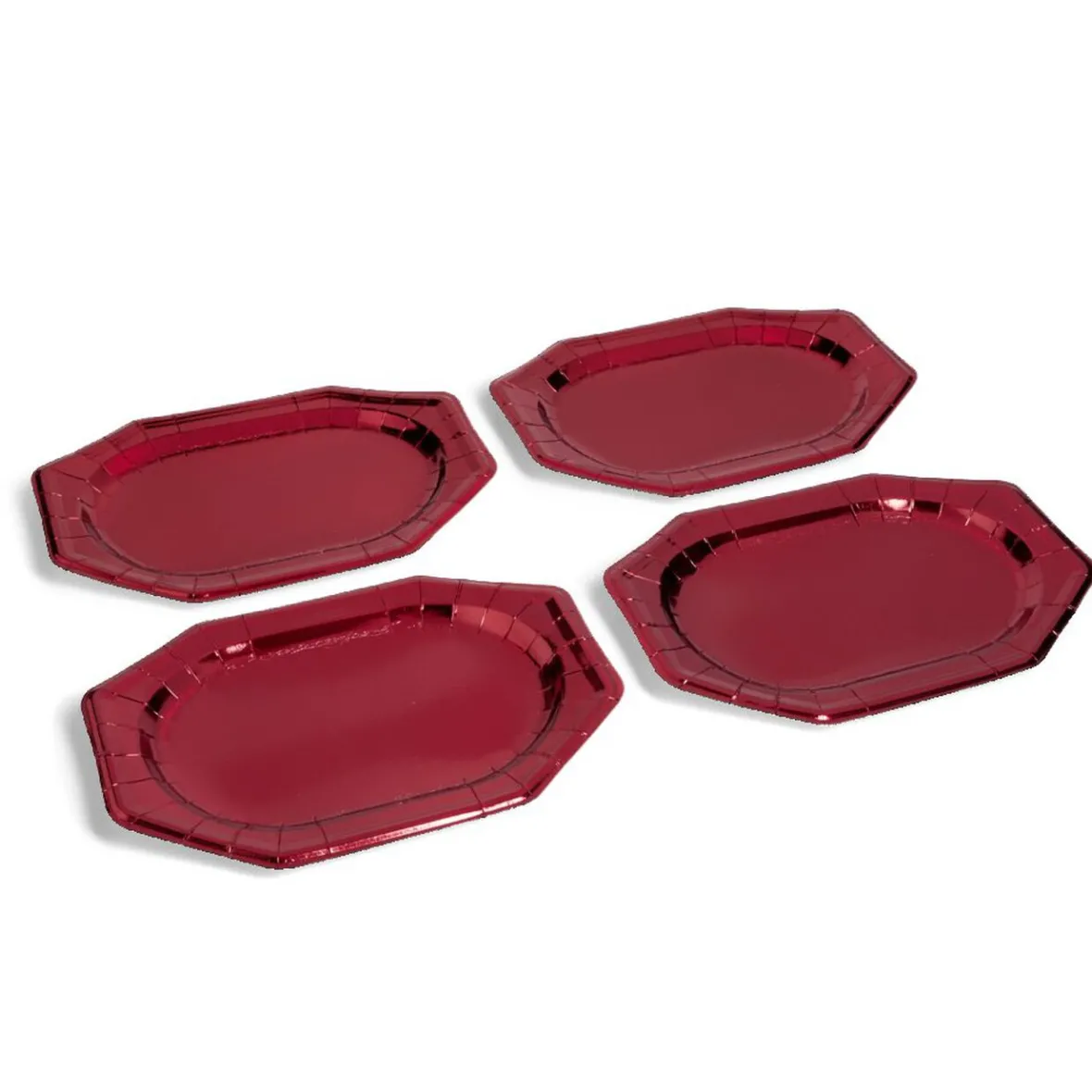 Plateau de présentation ovale x4 en carton métallisé rouge 25x34cm-Gifi Sale