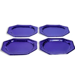 Plateau de présentation ovale x4 en carton métallisé bleu nuit 25x34cm-Gifi Best