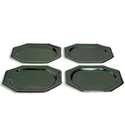 Plateau de présentation ovale x4 en carton métallisé vert sapin 25x34cm-Gifi New