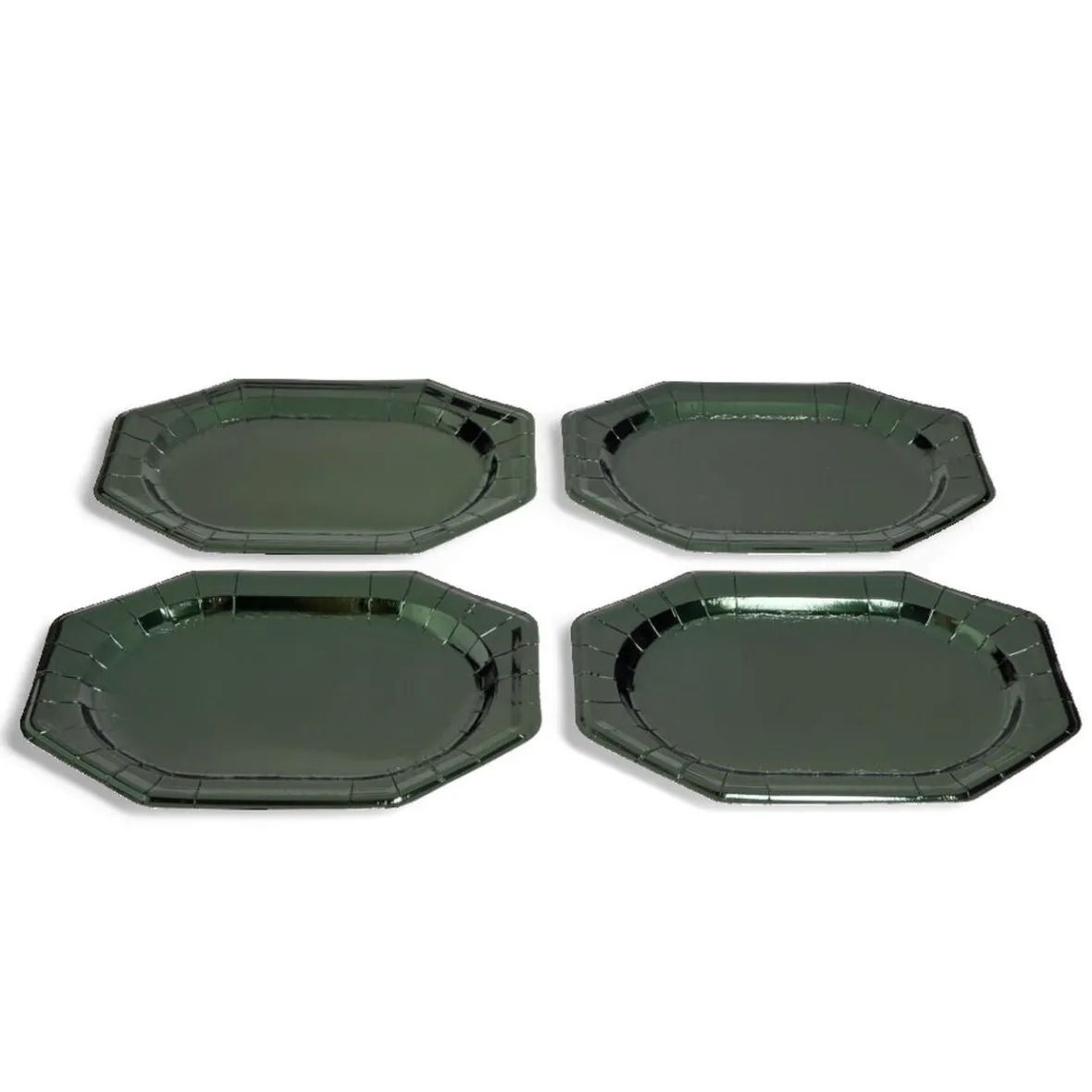 Plateau de présentation ovale x4 en carton métallisé vert sapin 25x34cm-Gifi New