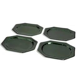 Plateau de présentation ovale x4 en carton métallisé vert sapin 25x34cm-Gifi New