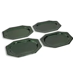 Plateau de présentation ovale x4 en carton métallisé vert sapin 25x34cm-Gifi New