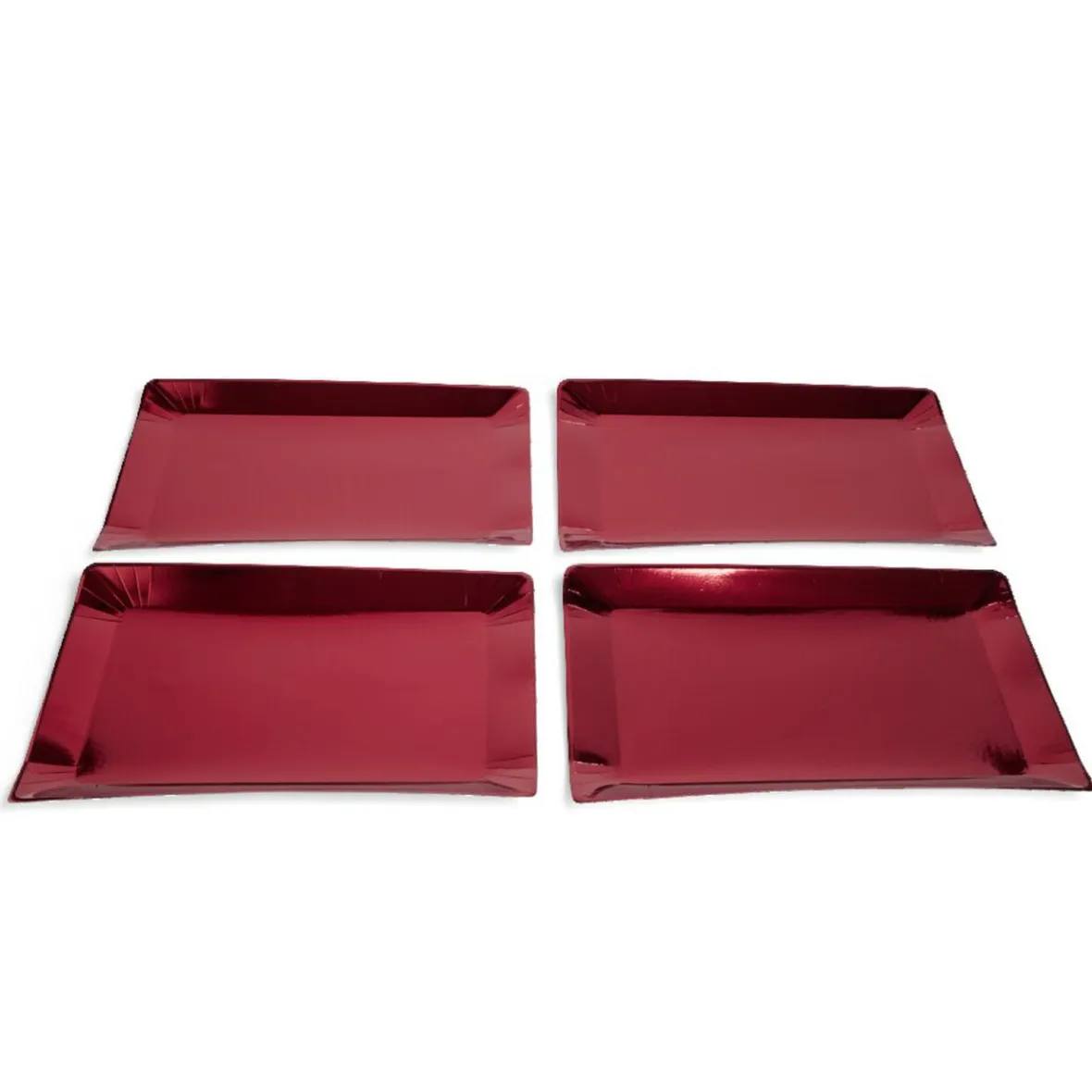 Plateau de présentation rectangulaire x4 carton métallisé rouge 28x38cm-Gifi Discount