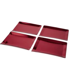 Plateau de présentation rectangulaire x4 carton métallisé rouge 28x38cm-Gifi Discount