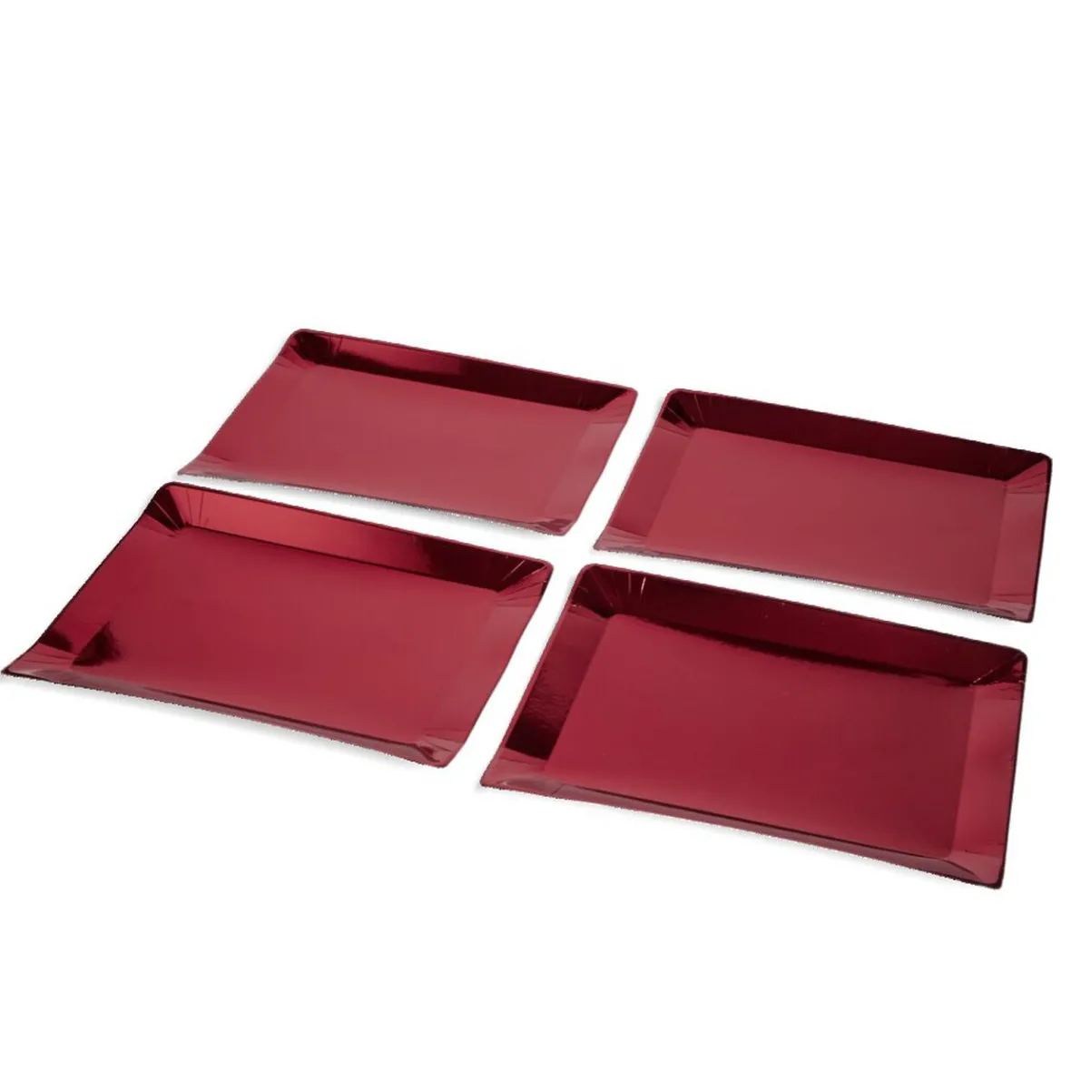 Plateau de présentation rectangulaire x4 carton métallisé rouge 28x38cm-Gifi Discount