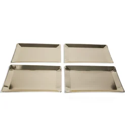 Plateau de présentation rectangulaire x4 en carton métallisé doré 28x38cm-Gifi