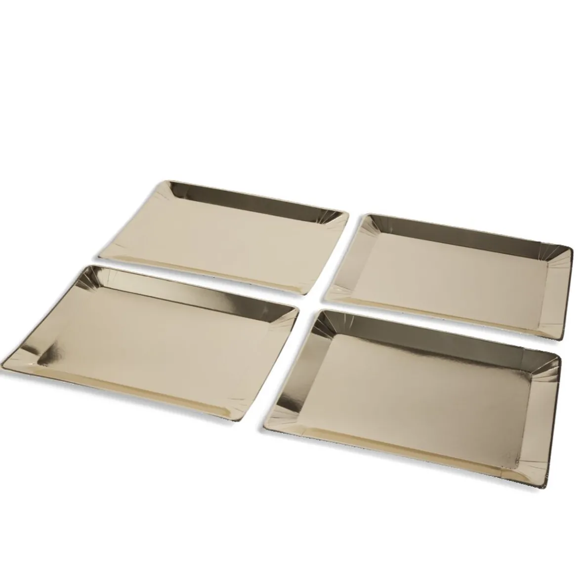 Plateau de présentation rectangulaire x4 en carton métallisé doré 28x38cm-Gifi