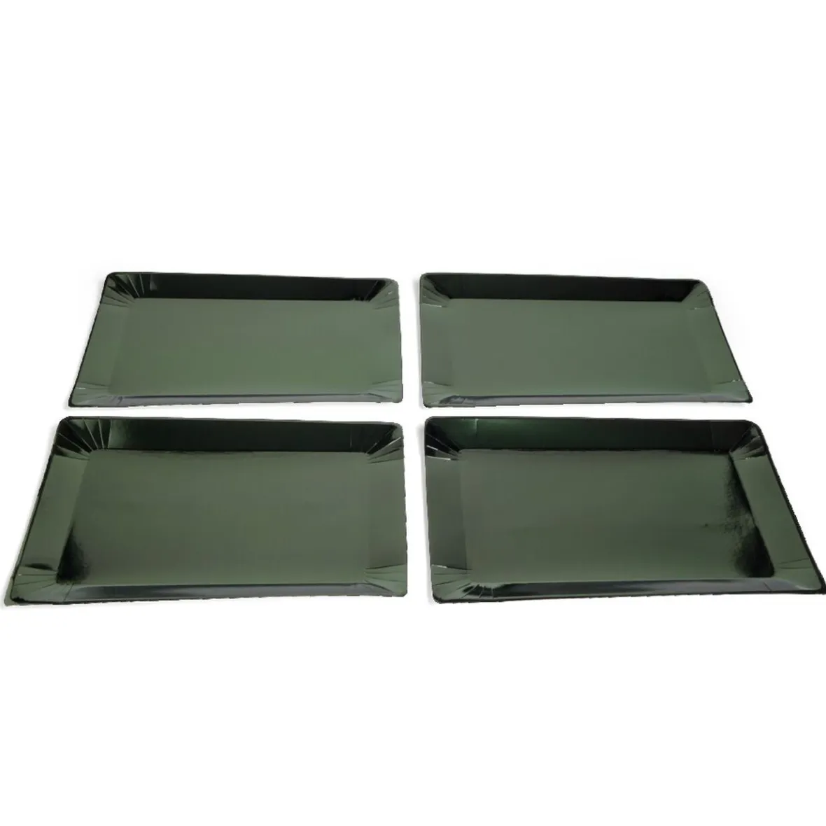 Plateau de présentation rectangulaire x4 en carton vert sapin 28x38cm-Gifi New