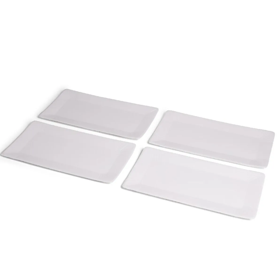 Plateau de présentation rectangulaire x4 carton métallisé blanc 19x37cm-Gifi New