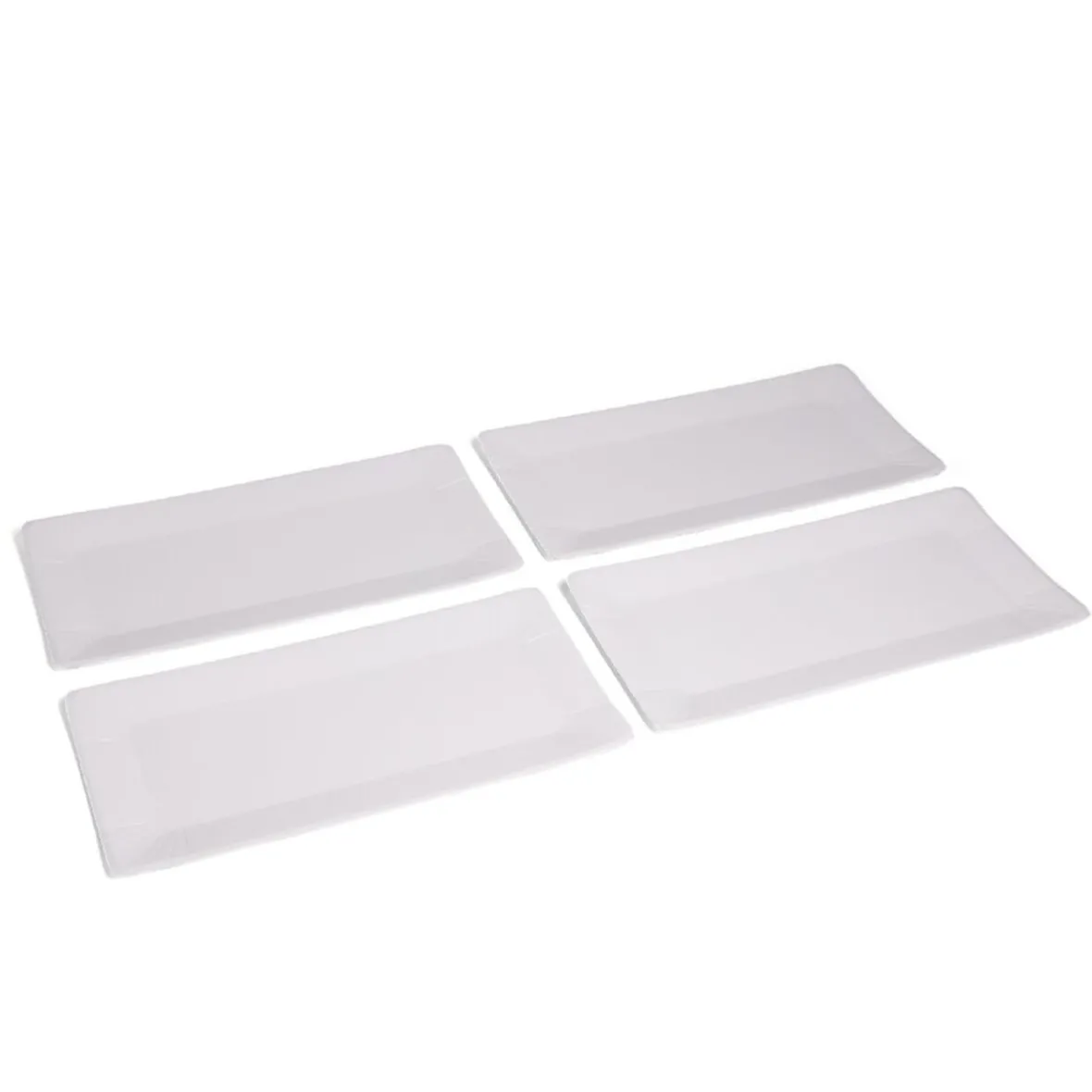 Plateau de présentation rectangulaire x4 carton métallisé blanc 19x37cm-Gifi New