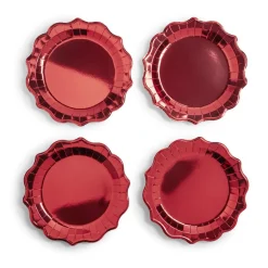 Plateau de présentation rond x4 en carton métallisé rouge Ø26cm-Gifi Online