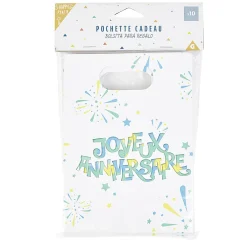 Pochette cadeau Joyeux anniversaire et feux d'artifice x 10-Gifi Hot