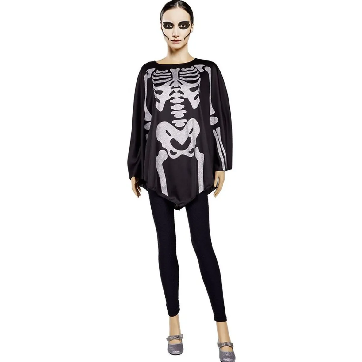 Poncho adulte Halloween imprimé squelette pailleté TU-Gifi Best