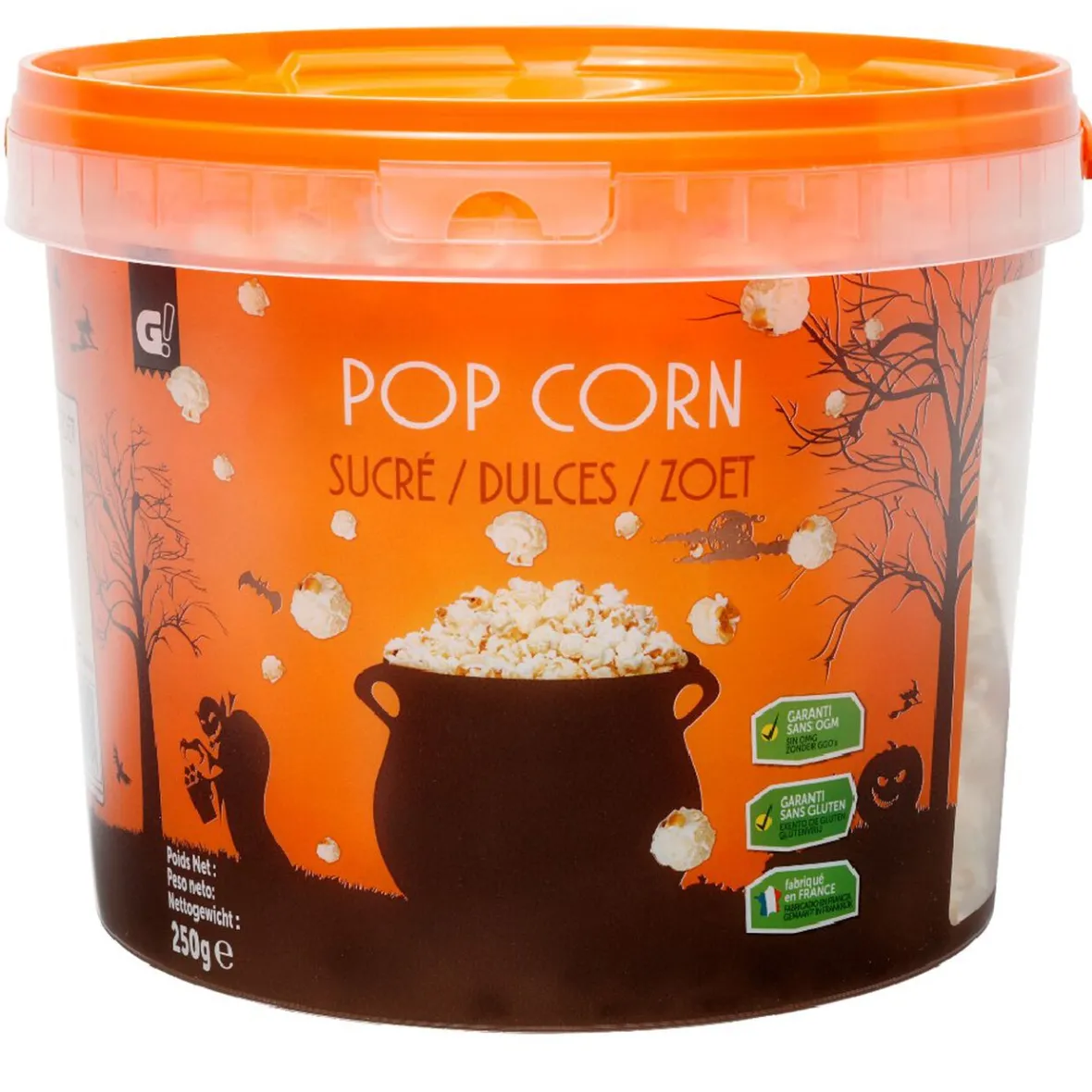 Pop corn sucré dans seau à motif Halloween 250g-Gifi Discount
