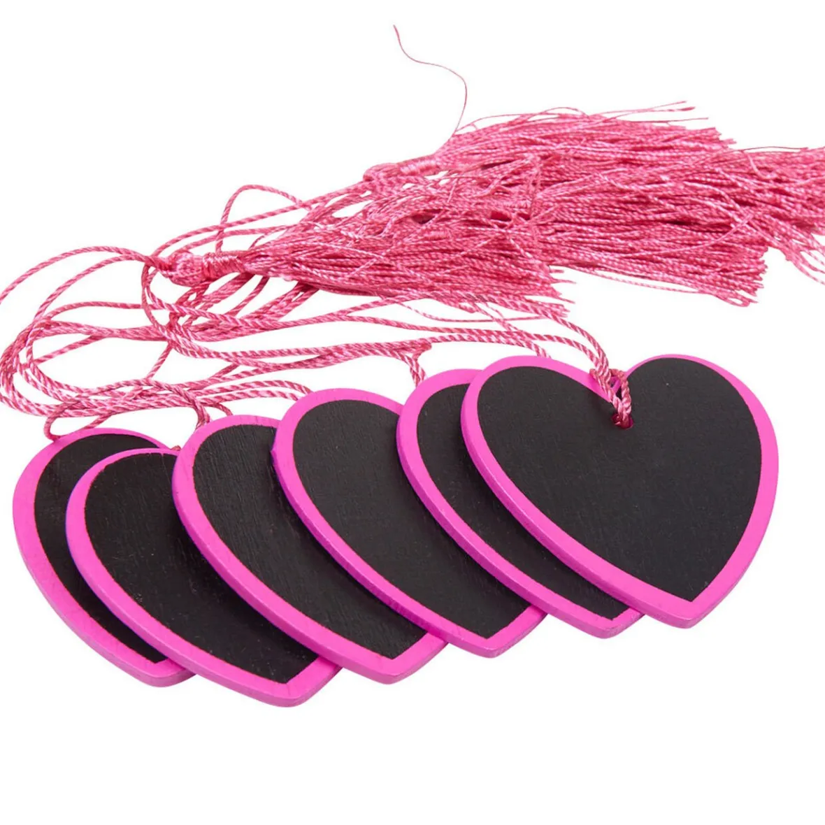Porte nom ardoise coeur rose fuchsia x6-Gifi Discount