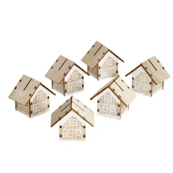 Porte nom en bois forme maisonnette 5x5cm 6 pièces-Gifi Sale