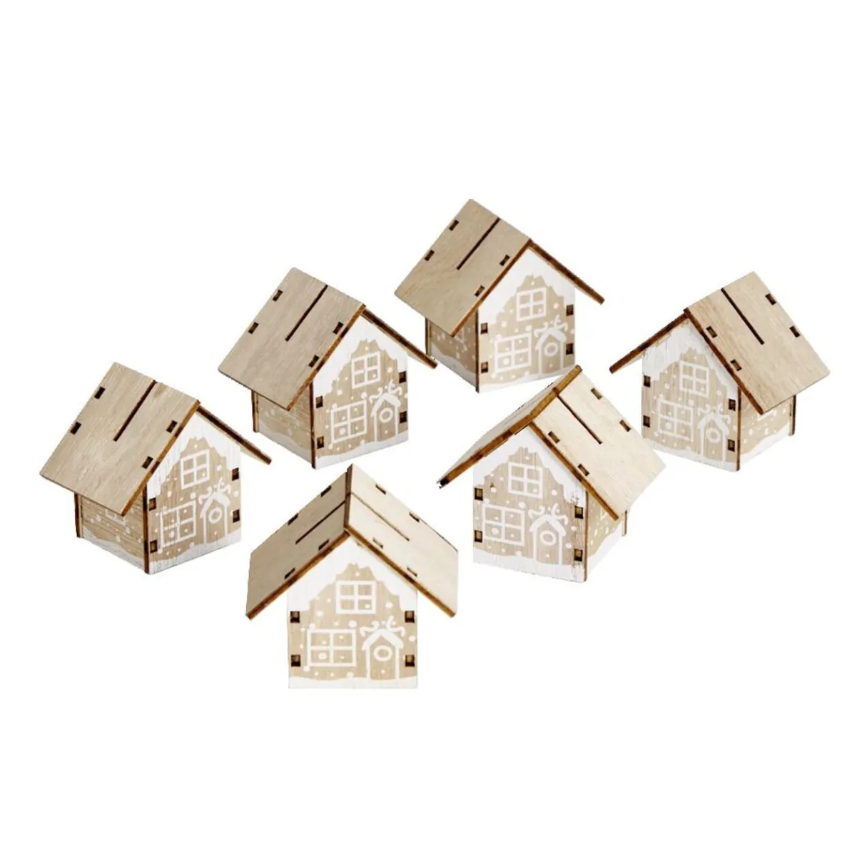Porte nom en bois forme maisonnette 5x5cm 6 pièces-Gifi Sale