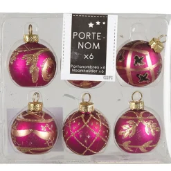 Porte nom rose fuchsia doré x6-Gifi