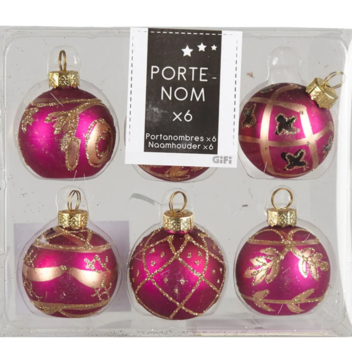 Porte nom rose fuchsia doré x6-Gifi