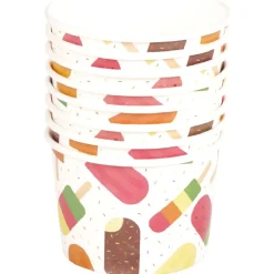 Pot à glace en carton motifs bâtonnets x8-Gifi Outlet