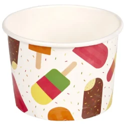 Pot à glace en carton motifs bâtonnets x8-Gifi Outlet