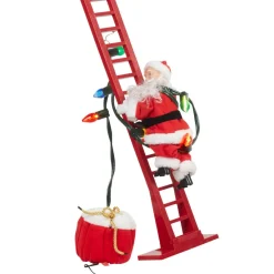 Père Noël animé et musical escaladant une échelle H. 110 cm-Gifi Clearance