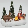 Père Noël et ses rennes au coin du feu lumineux village-Gifi Sale