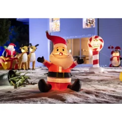 Père Noël gonflable et lumineux 1 LED-Gifi New