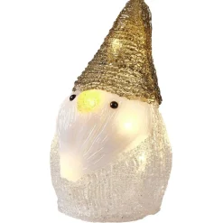 Père-Noël lutin lumineux acrylique H17cm 10 LED blanc chaud-Gifi Outlet