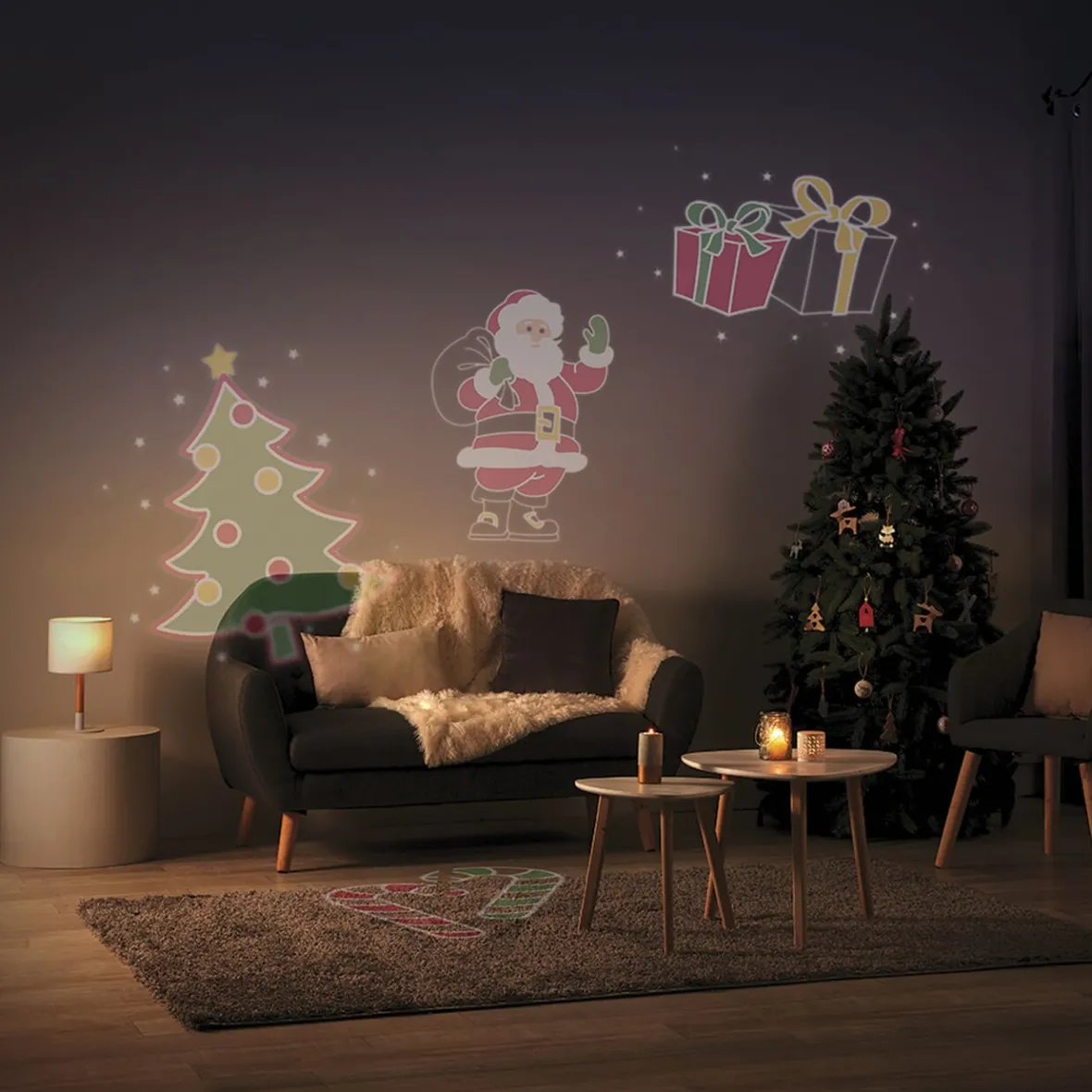 Projecteur intérieur LED Noël 4 motifs animés-Gifi Best