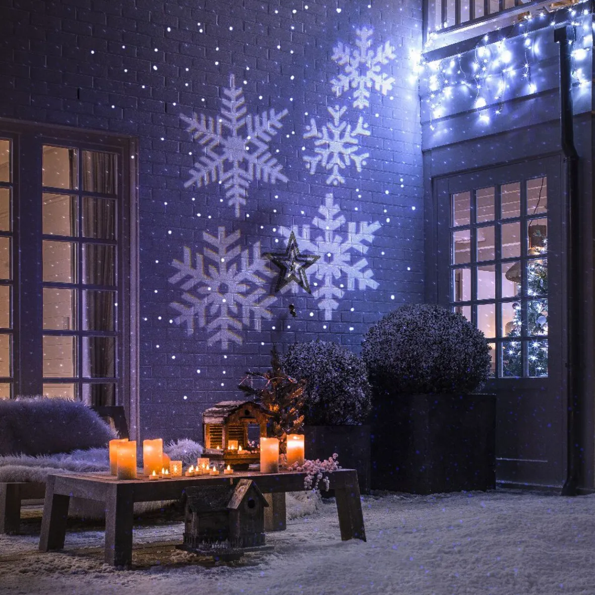 Projecteur lazer fixe et animé flocons points extérieur-Gifi Sale