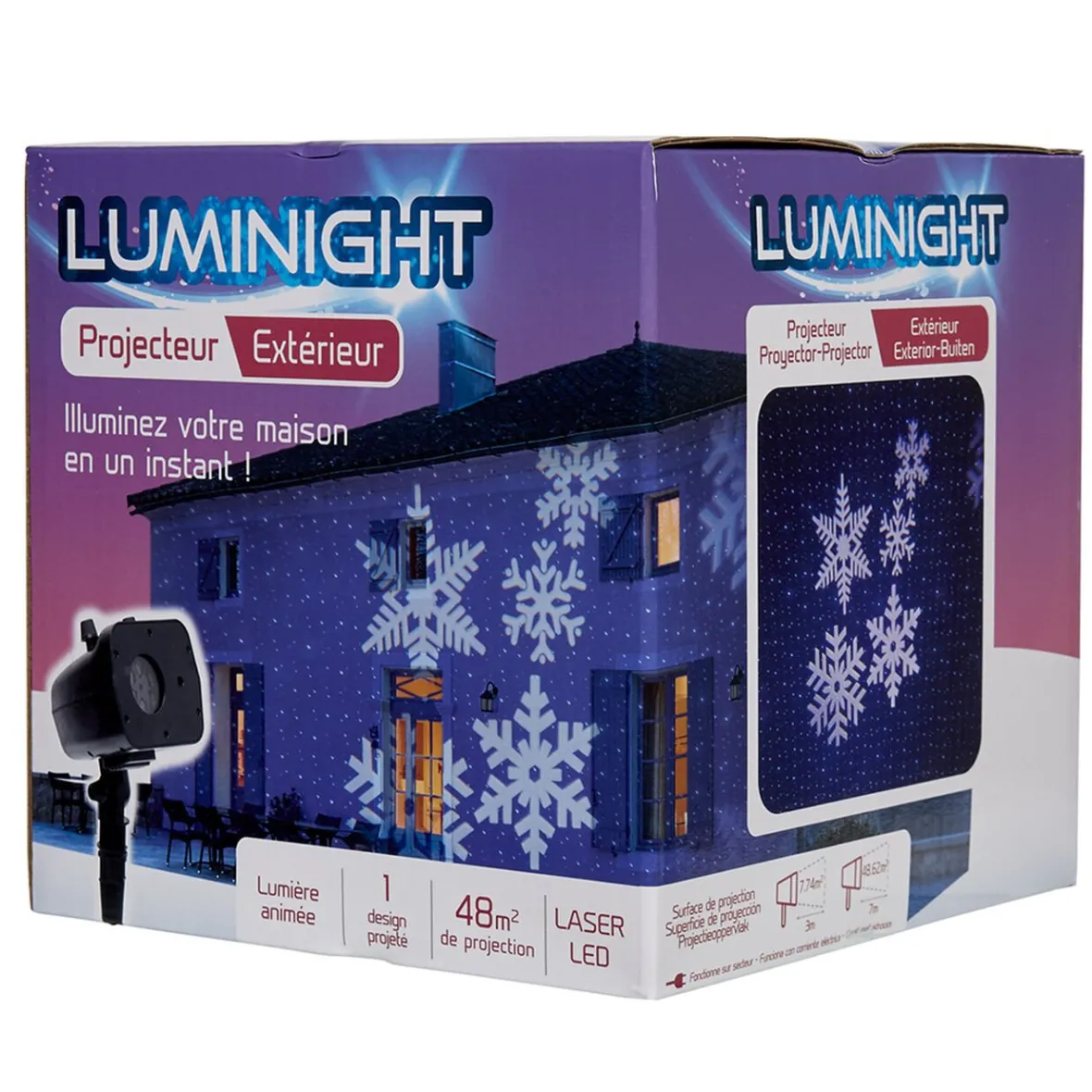 Projecteur lazer fixe et animé flocons points extérieur-Gifi Sale