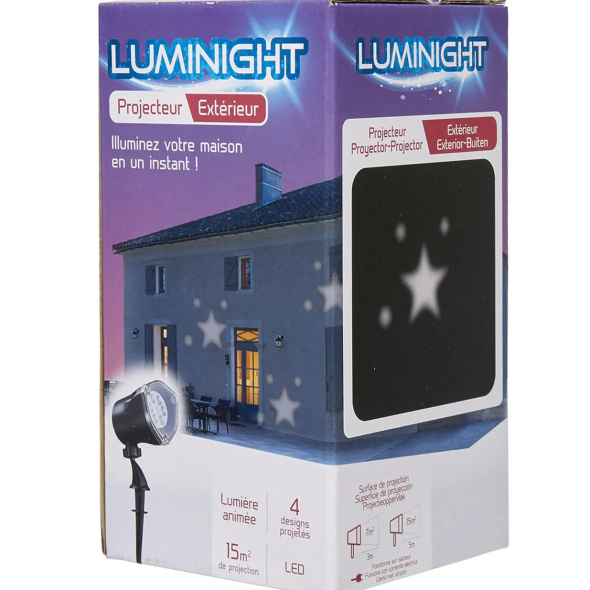 Projecteur LED animé 4 motifs étoiles points extérieur-Gifi Clearance