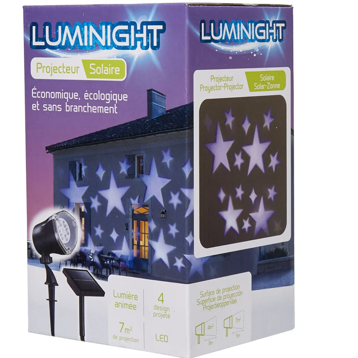 Projecteur LED solaire animé motif étoiles-Gifi Discount