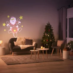Projecteur musical père Noël animé intérieur 3 LED-Gifi