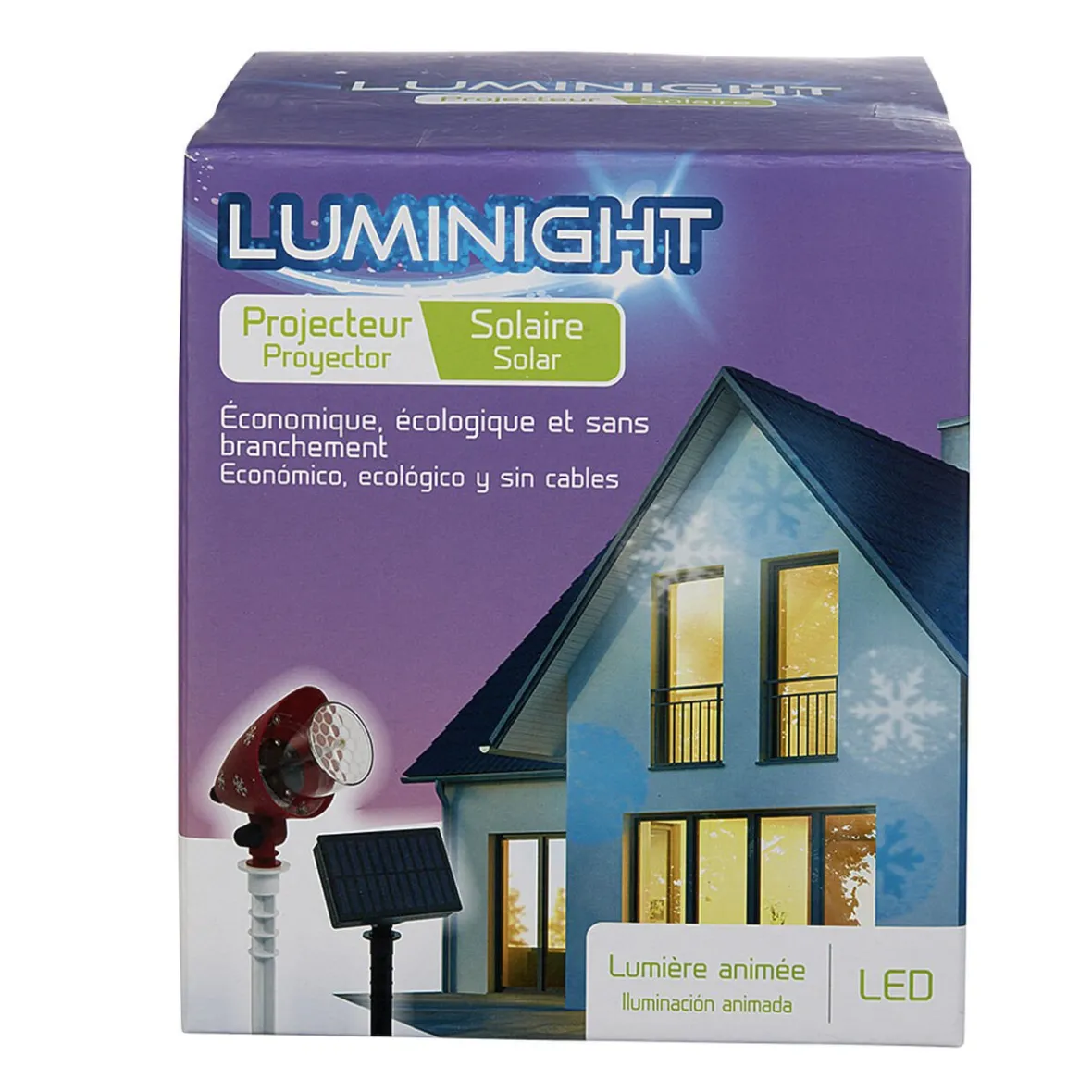 Projecteur Solaire motif flocon de neige LED Animé bleu blanc-Gifi Outlet