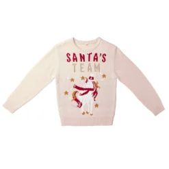 Pull de Noël enfant Santa's Team licorne rose-Gifi New