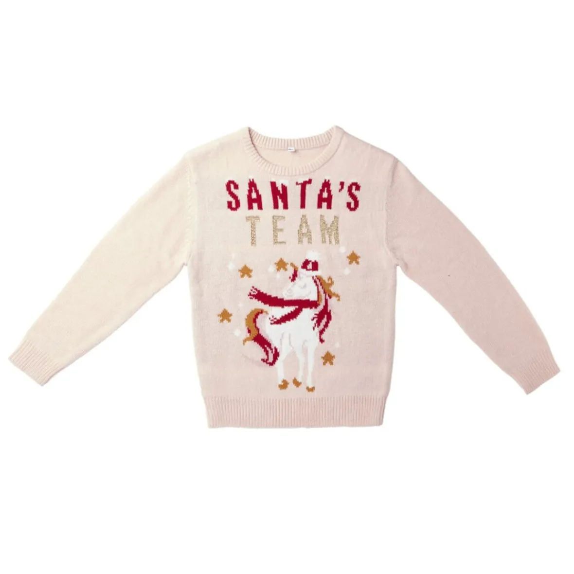 Pull de Noël enfant Santa's Team licorne rose-Gifi New