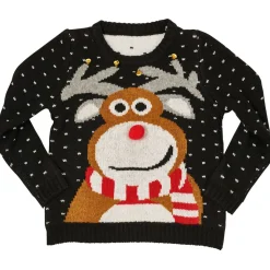 Pull de Noël fantaisie enfant rouge ou noir-Gifi Discount