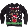 Pull de Noël inscription Santa's Team Renne noir S/M ou L/XL-Gifi Clearance